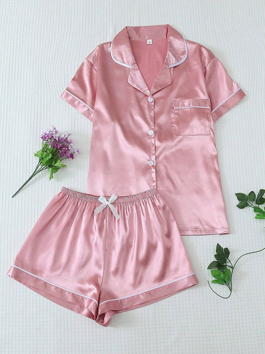 Satin Pink 2pcs Set